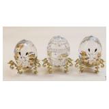 Bohemia/Bohdana Crystal Eggs w/Stand/3 pc