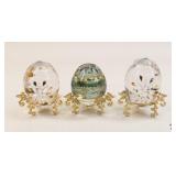 Bohemia/Bohdana Crystal Eggs w/Stand/3 pc