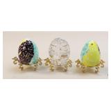 Bohemia/Bohdana Crystal Eggs w/Stand/3 pc