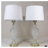 Pair of Glass & Brass Lamps