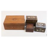 Inlaid Wood Jewelry Boxes - 5pc