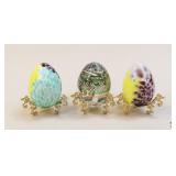 Bohemia/Bohdana Crystal Eggs w/Stand/3 pc