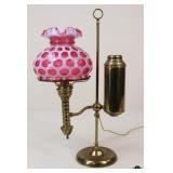 Brass & Cranberry Glass Lamp