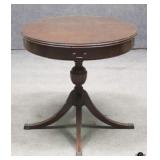 Drum Style End Table w/Drawer & Glass Top