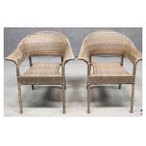 Wicker Patio Arm Chairs / 2pc