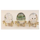 Bohemia/Bohdana Crystal Eggs w/Stand-Czech/3 pc