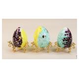 Bohemia/Bohdana Crystal Eggs w/Stand/3 pc