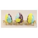 Bohemia/Bohdana Crystal Eggs w/Stand/3 pc