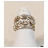 Sz 3 Sterling Silver Ring w/ Stones