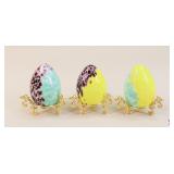 Bohemia/Bohdana Crystal Eggs w/Stand/3 pc