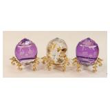 Bohemia/Bohdana Crystal Eggs w/Stand/3 pc