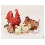 Rooster Figurines / 6pc