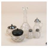 Glass, Sterling & Metal Decanter+ / 6 pc