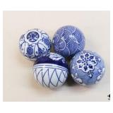 Ceramic Blue & White Orbs / 4 pc