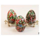 Three Bohemia/Bohdana Crystal Eggs w/ *2 Stands
