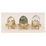 Bohemia/Bohdana Crystal Eggs w/Stand-Czech/3 pc