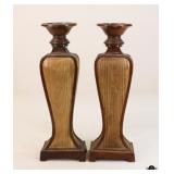 Pair of Wood Candle Holders