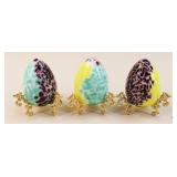 Bohemia/Bohdana Crystal Eggs w/Stand/3 pc