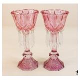 Bohemian Glass Mantle Luster / 2pc