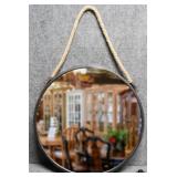 Round Wall Mirror with Rope Detail