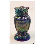 Carnival Glass Owl Trinket Box