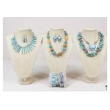 Silver Tone & Stone Jewelry/ 9 pc
