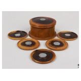Vintage Jamaican Coaster Set W/Coin Decoration