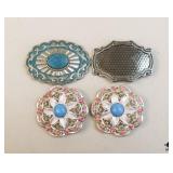 Metal & Stone Belt Buckles / 4 pc