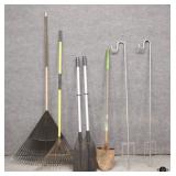 Rakes, Shovel, Oars & Hanging Plant Stands