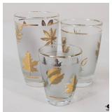 Vintage Libby Gold Leaf Glassware - 15 pc Set