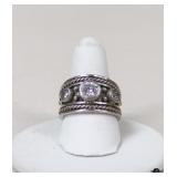 Sz 7 Sterling Silver Ring w/ Stone