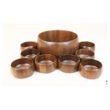 Walnut Ware Salad Bowls / 9 pc
