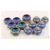 Cloisonne Salt Cellars & Pepper Shakers - 12pc