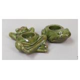 Partylite Ceramic Frog Tea Lite Candle Holder /2pc