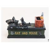 Cast Iron Cat And Mouse Coin Bank