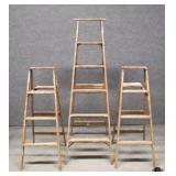 Wood Step Ladders / 3 pc