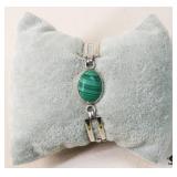 Sterling Silver & Malachite Bracelet