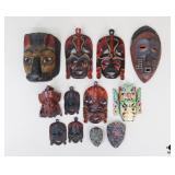 Carved Wood + Wall Masks / 12 Pc