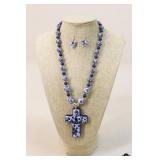 Blue & White Necklace & Earrings