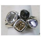 Sz 8 Sterling Ring w/Stones