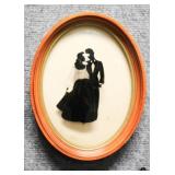 Reverse Painted Domed Glass Sihouette Signed