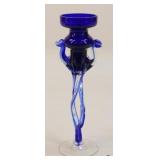 Cobalt Blue Art Glass Candle Holder