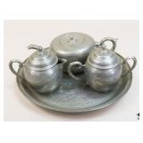 Etched Pewter Coffee/Tea Set
