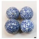 Blue & White Orbs  / 4 Pc