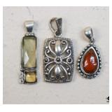 Sterling Pendants w/ Stones / 3 pc