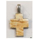 Sterling Cross Pendant w/ Stone