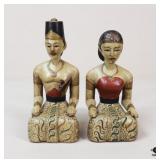 Carved Wood Javanese Wedding Couple Figurines/2 Pc