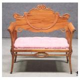 Antique Settee/Bench w/Tufted Seat