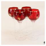 Bohemian Stemware W/Twisted Stem & Gold Trim /4 Pc