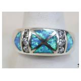 Sz 7.5 Sterling & Opal Ring